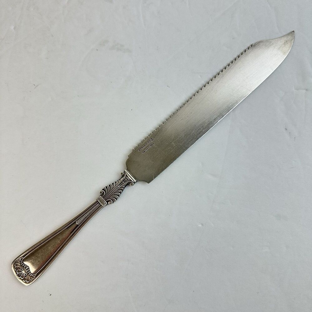 Antique Gorham Silverplate Cake Saw Knife 1880 Princess Louise Pattern 10 inch